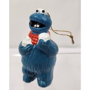 Cookie Monster Ornament Red Scarf Sesame Street Jim Henson Branded "Muppets" 3"